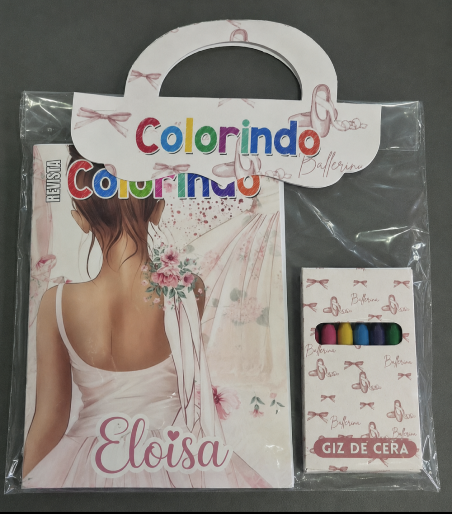 kit Livro de Colorir com tema de sua escolha + Nome + Giz de cera ou Lápis